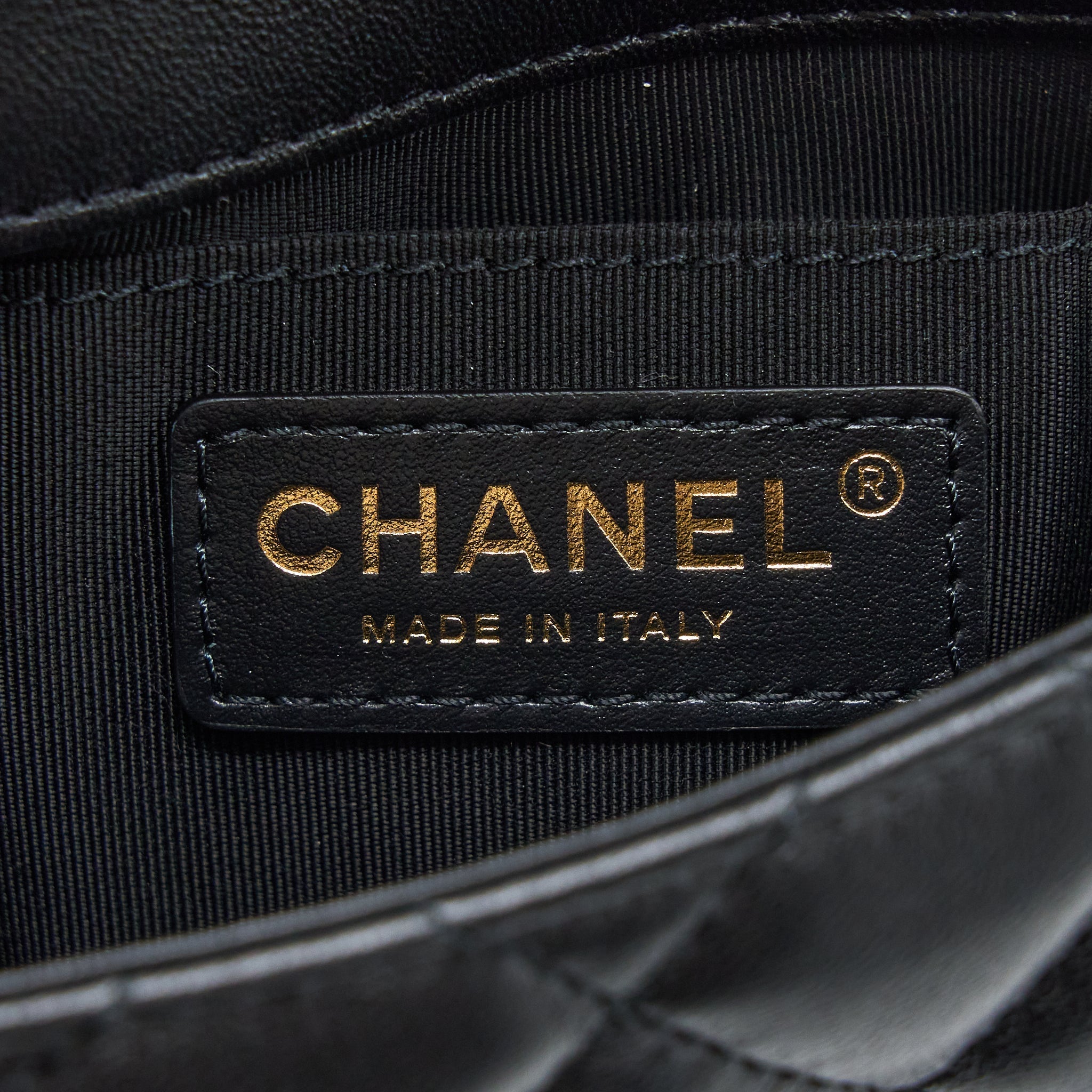 Chanel Pearl Chain Flap Bag Quilted Lambskin Black L