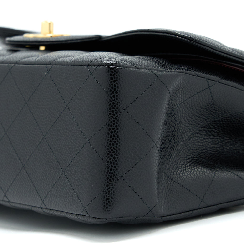 Chanel Classic Jumbo Double Flap Caviar Black  (Microchip)