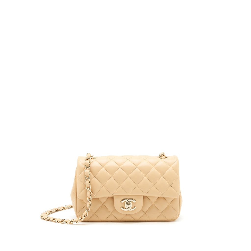 Chanel Mini Rectangular Lambskin Beige L