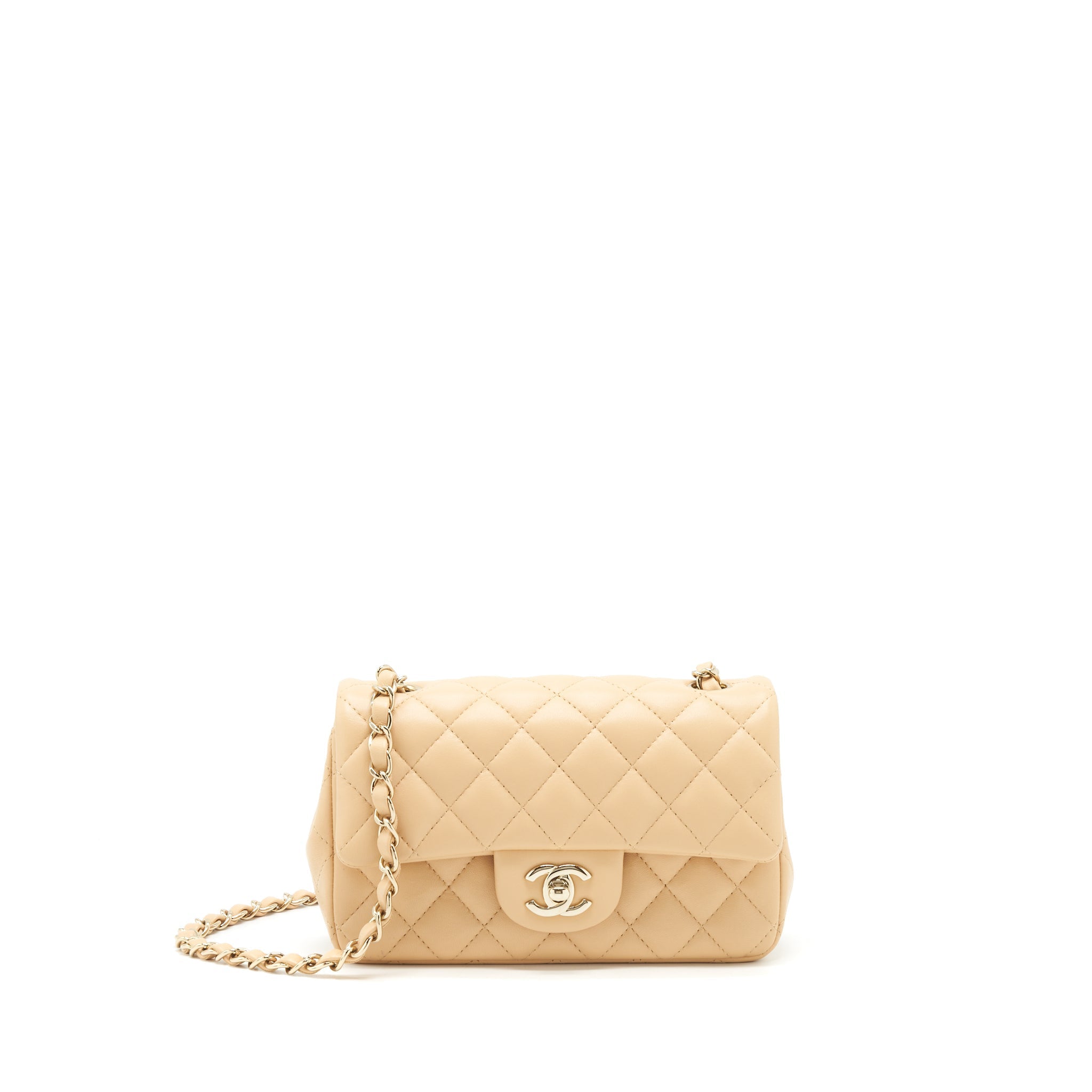 Chanel Mini Rectangular Lambskin Beige L