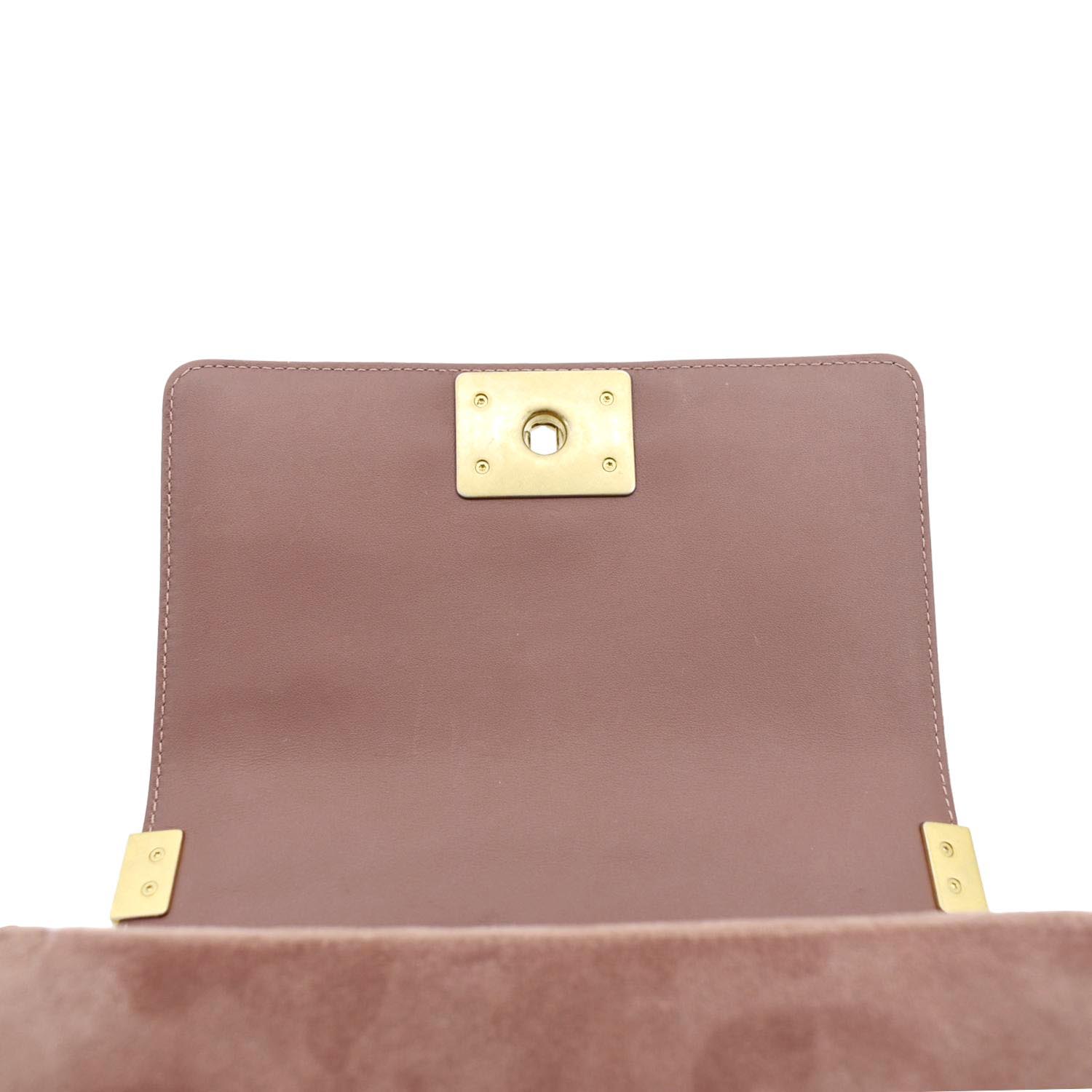 CHANEL Small Boy CC Chain Velvet Shoulder Bag Pink