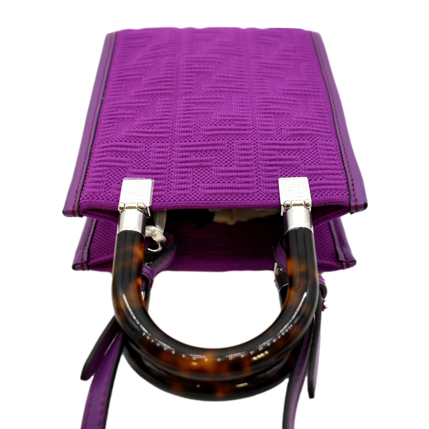 FENDI Sunshine Mini Plexiglass Vitello Ceylon Shopper Tote Purple