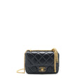 Chanel 22P Mini Square Flap Bag Lambskin Black Gold/Black Hardware