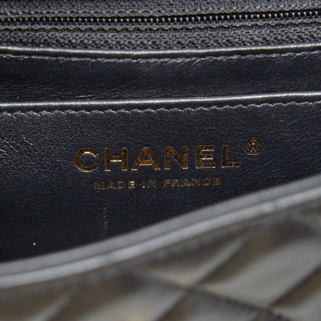 Chanel Mini Rectangular Flap Bag With Bag Charms Giant Chains Lambskin Black