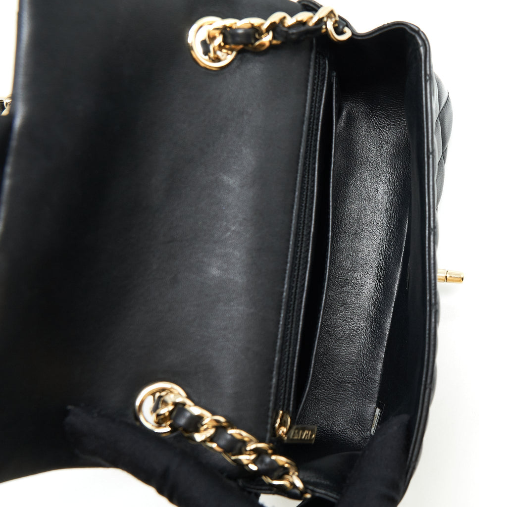 Chanel Mini Rectangular Flap Bag With Bag Charms Giant Chains Lambskin Black