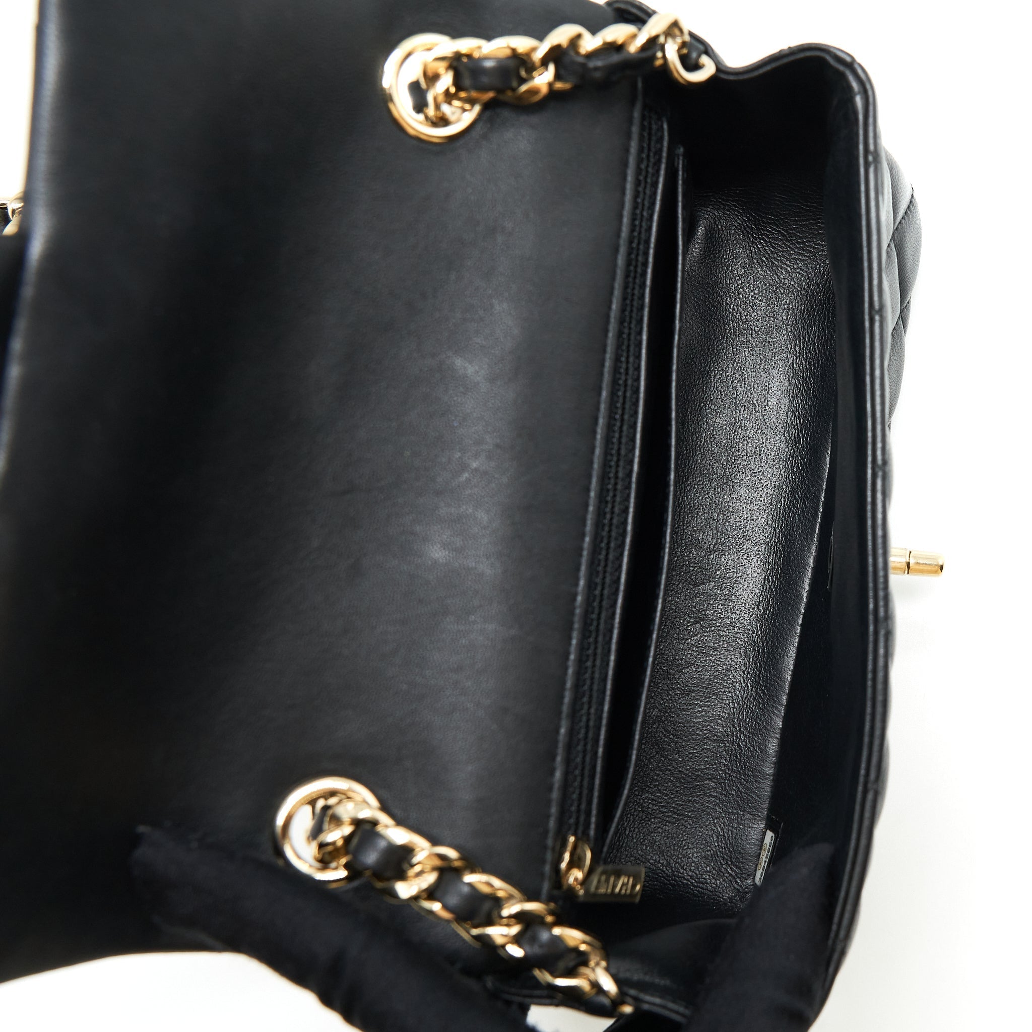 Chanel Mini Rectangular Flap Bag With Bag Charms Giant Chains Lambskin Black