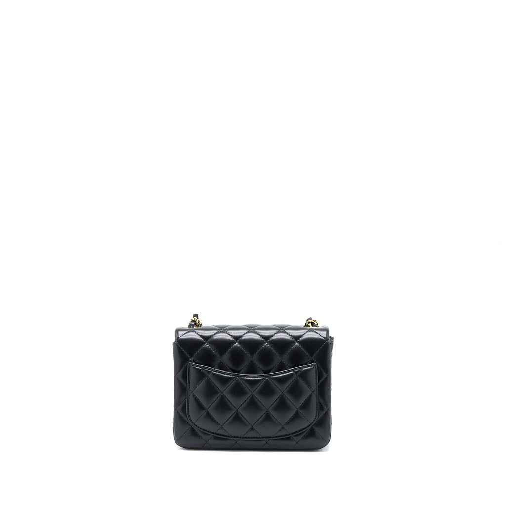 Chanel Classic Mini Square Flap Bag Lambskin Black L (Microchip)