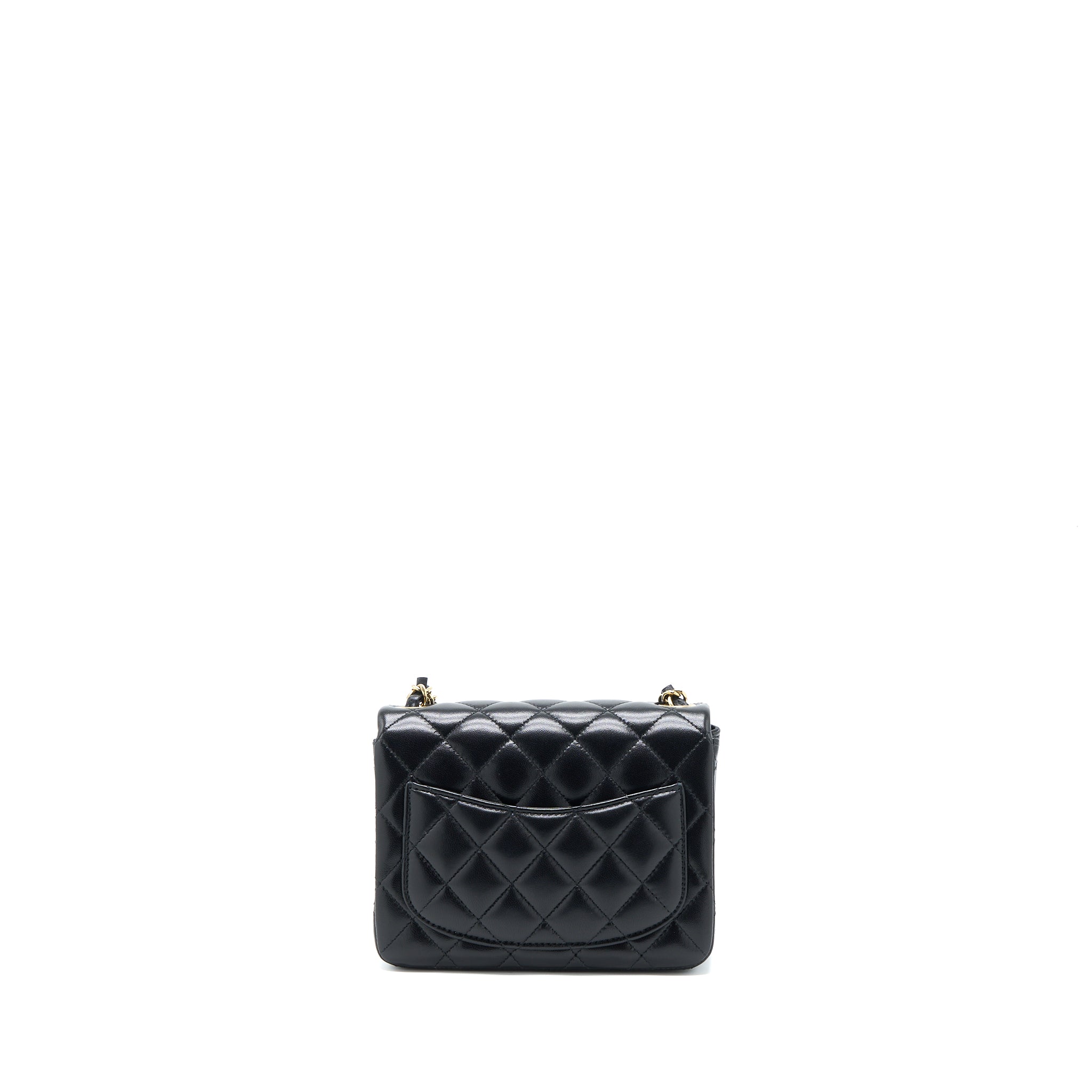 Chanel Classic Mini Square Flap Bag Lambskin Black L (Microchip)