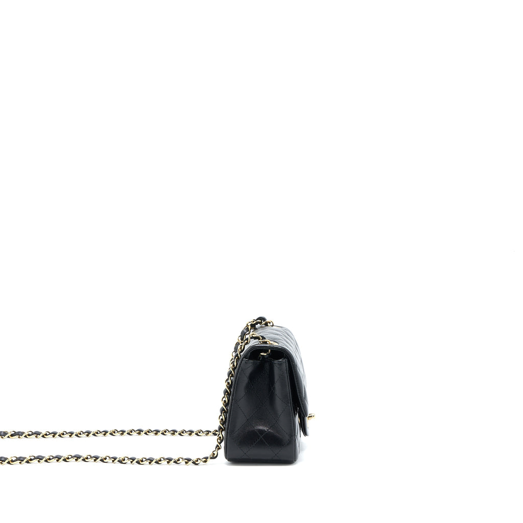 Chanel Classic Mini Square Flap Bag Lambskin Black L (Microchip)