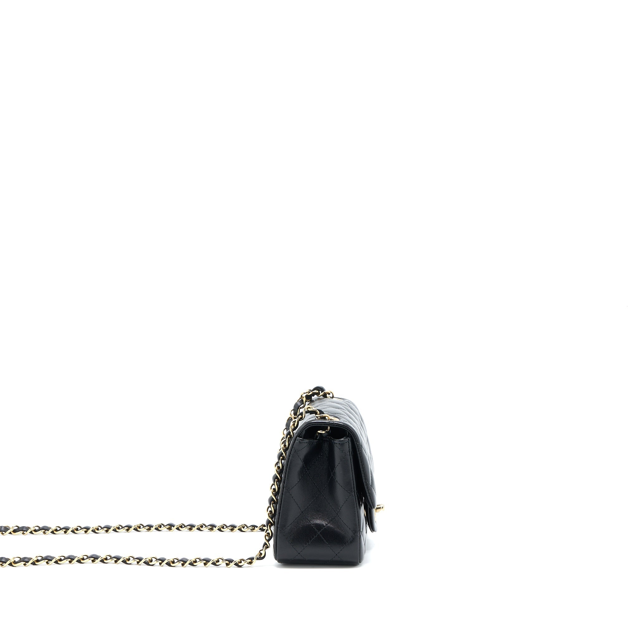 Chanel Classic Mini Square Flap Bag Lambskin Black L (Microchip)