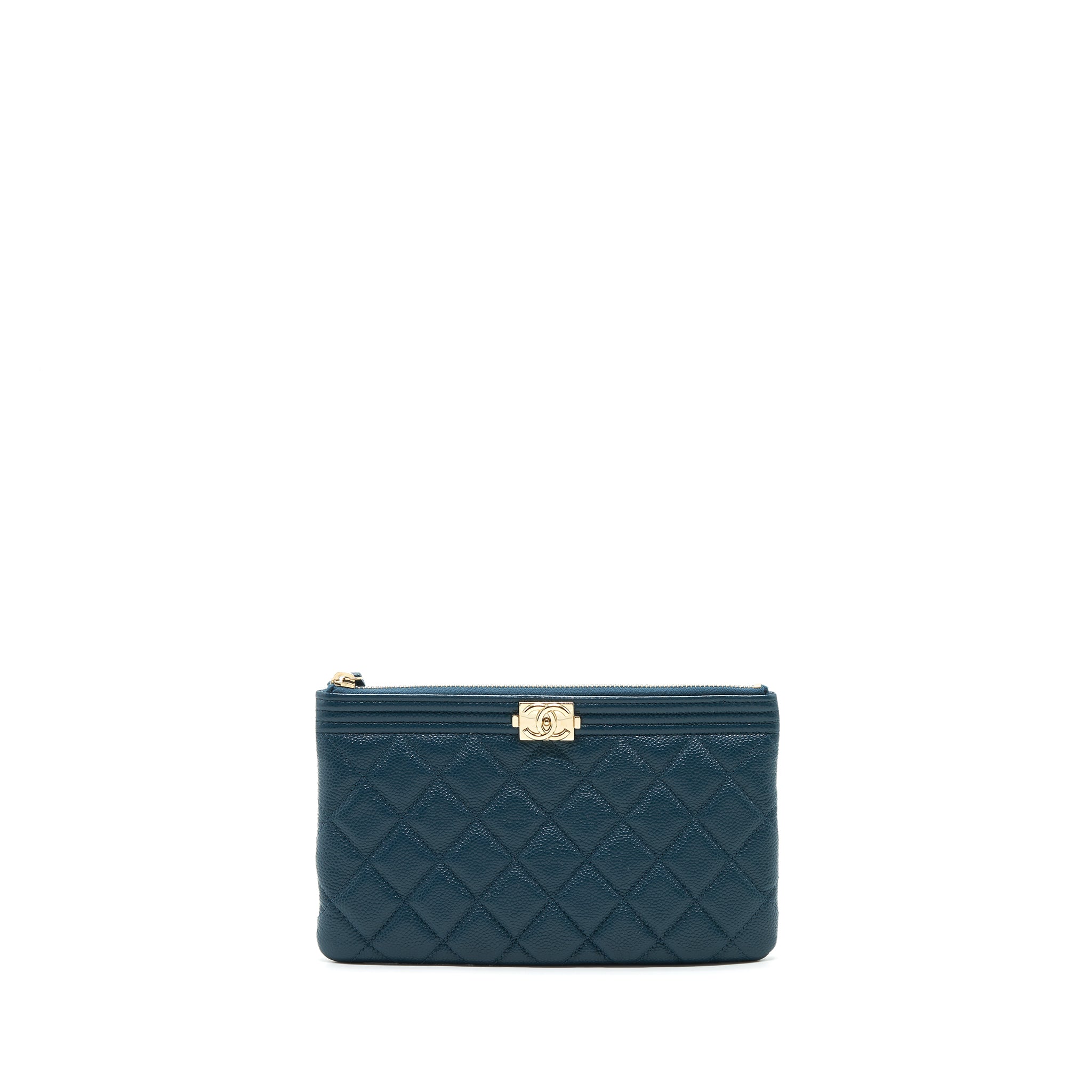 Chanel Boy Pouch Caviar Dark Green L