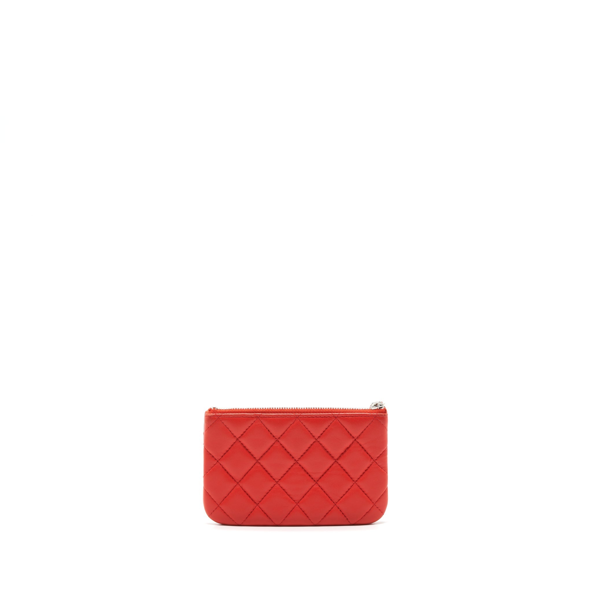 Chanel Small O-Case Pouch Lambskin Red