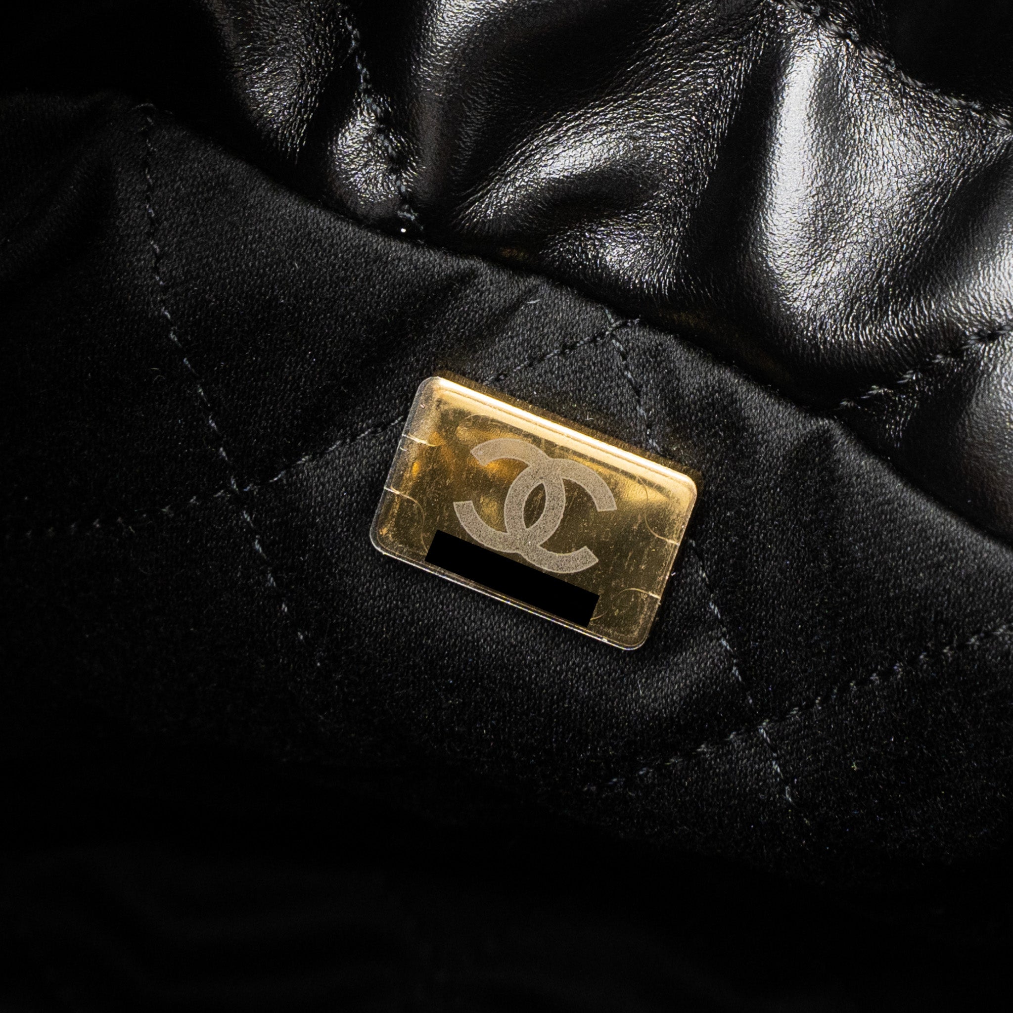 Chanel 23s Mini 22 Bag Shiny Calfskin Black Brushed  (Microchip)