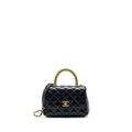 Chanel 22A Mini Coco Handle with Detailed Letter Handle Calfskin Black Brushed  (Microchip)