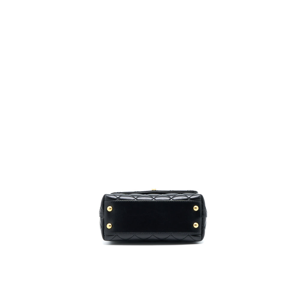 Chanel 22A Mini Coco Handle with Detailed Letter Handle Calfskin Black Brushed  (Microchip)