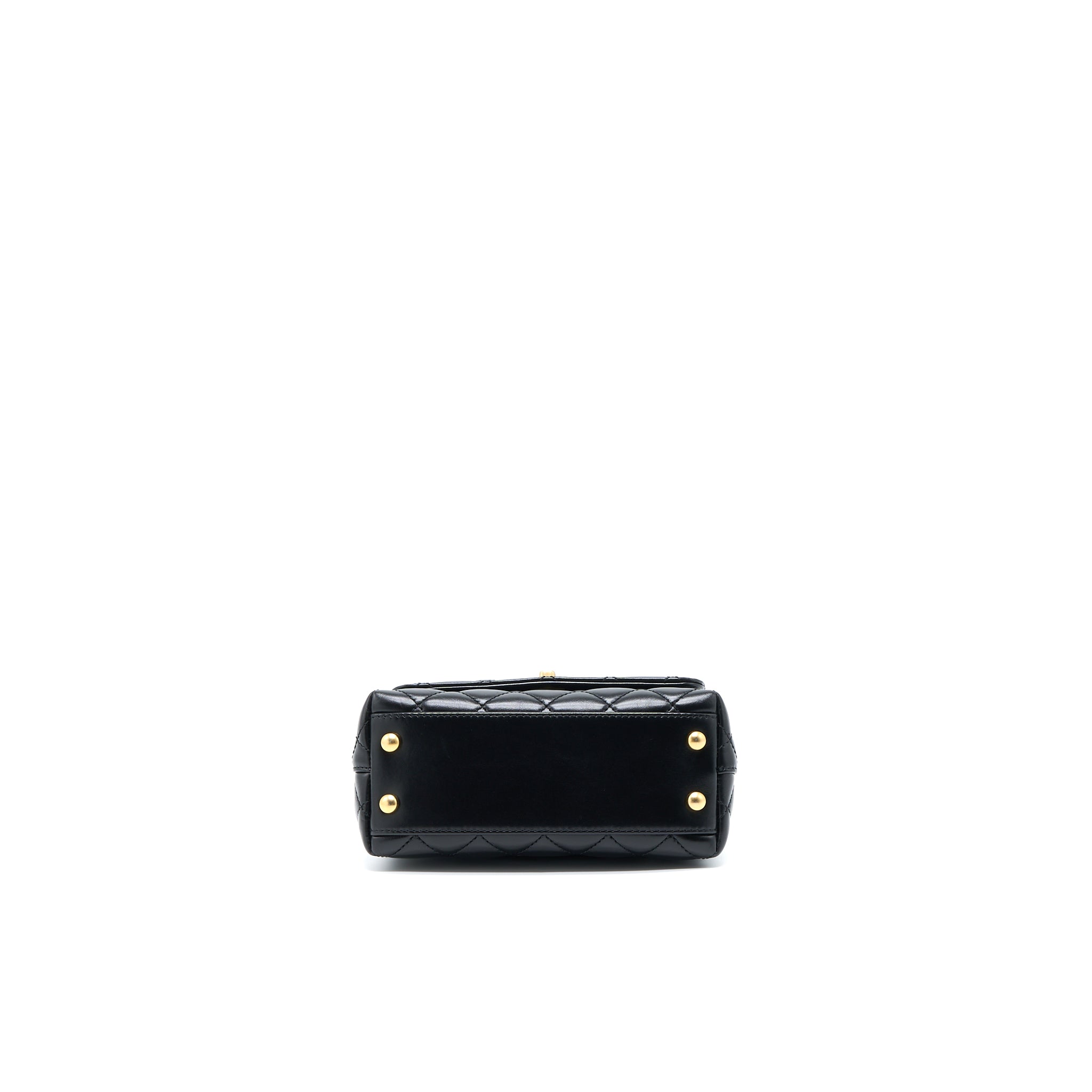 Chanel 22A Mini Coco Handle with Detailed Letter Handle Calfskin Black Brushed  (Microchip)