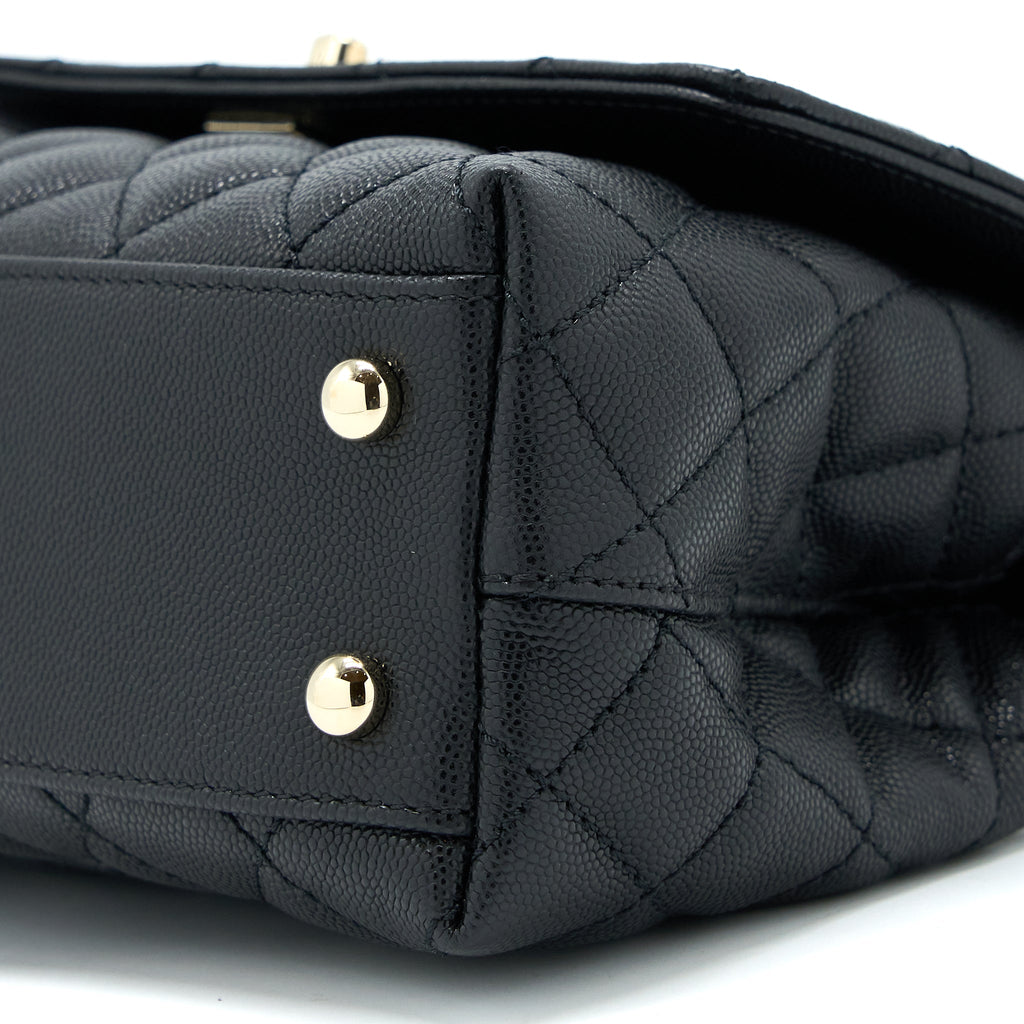 Chanel Coco Handle Caviar Black L(Microchip)