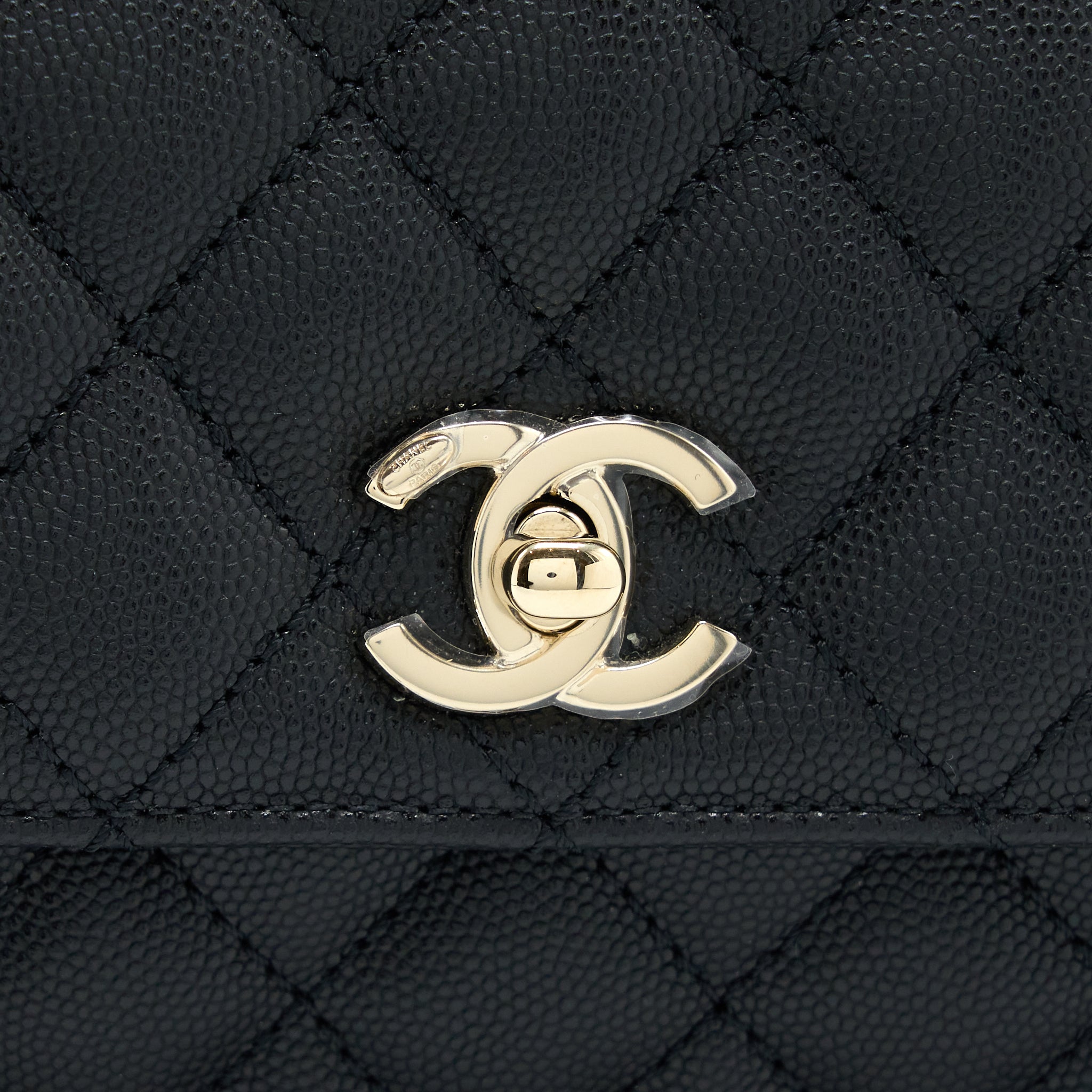Chanel Coco Handle Caviar Black L(Microchip)