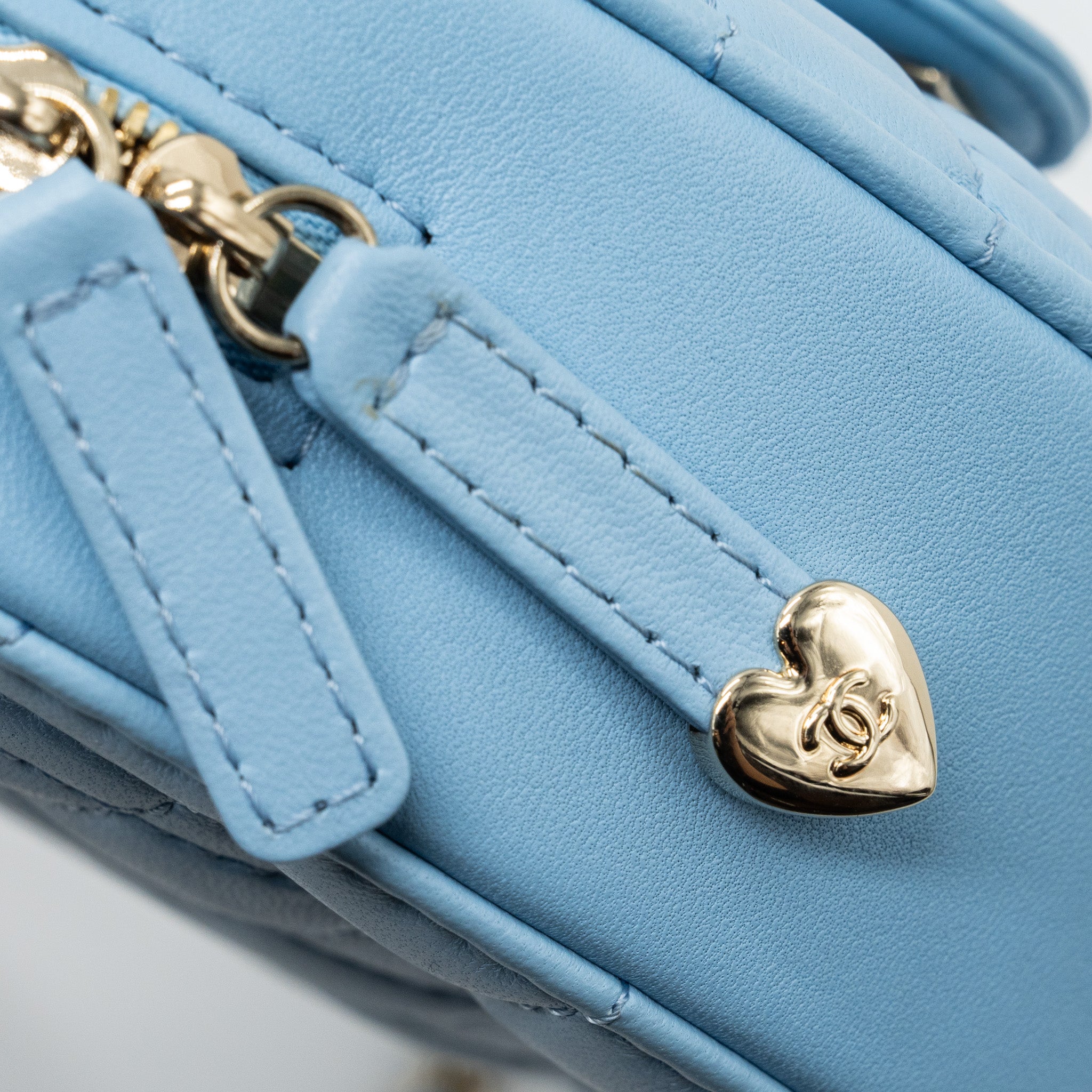 Chanel Heart Bag Lambskin Light Blue L (microchip)