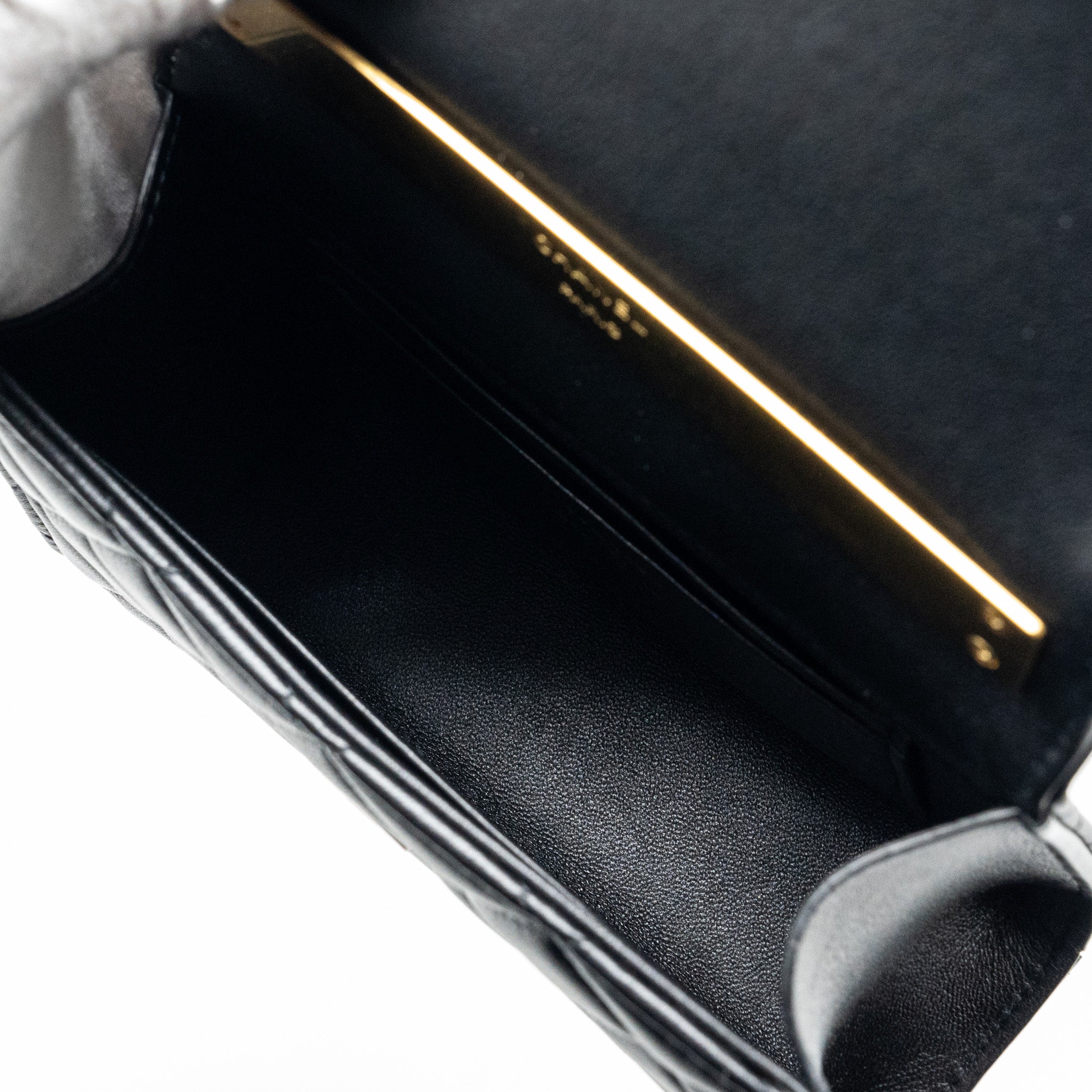 Chanel 22B Enamel Top handle Mini Flap Bag Lambskin Black  (Microchip)