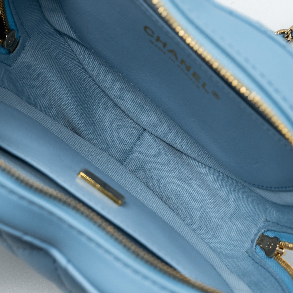 Chanel Heart Bag Lambskin Light Blue L (microchip)