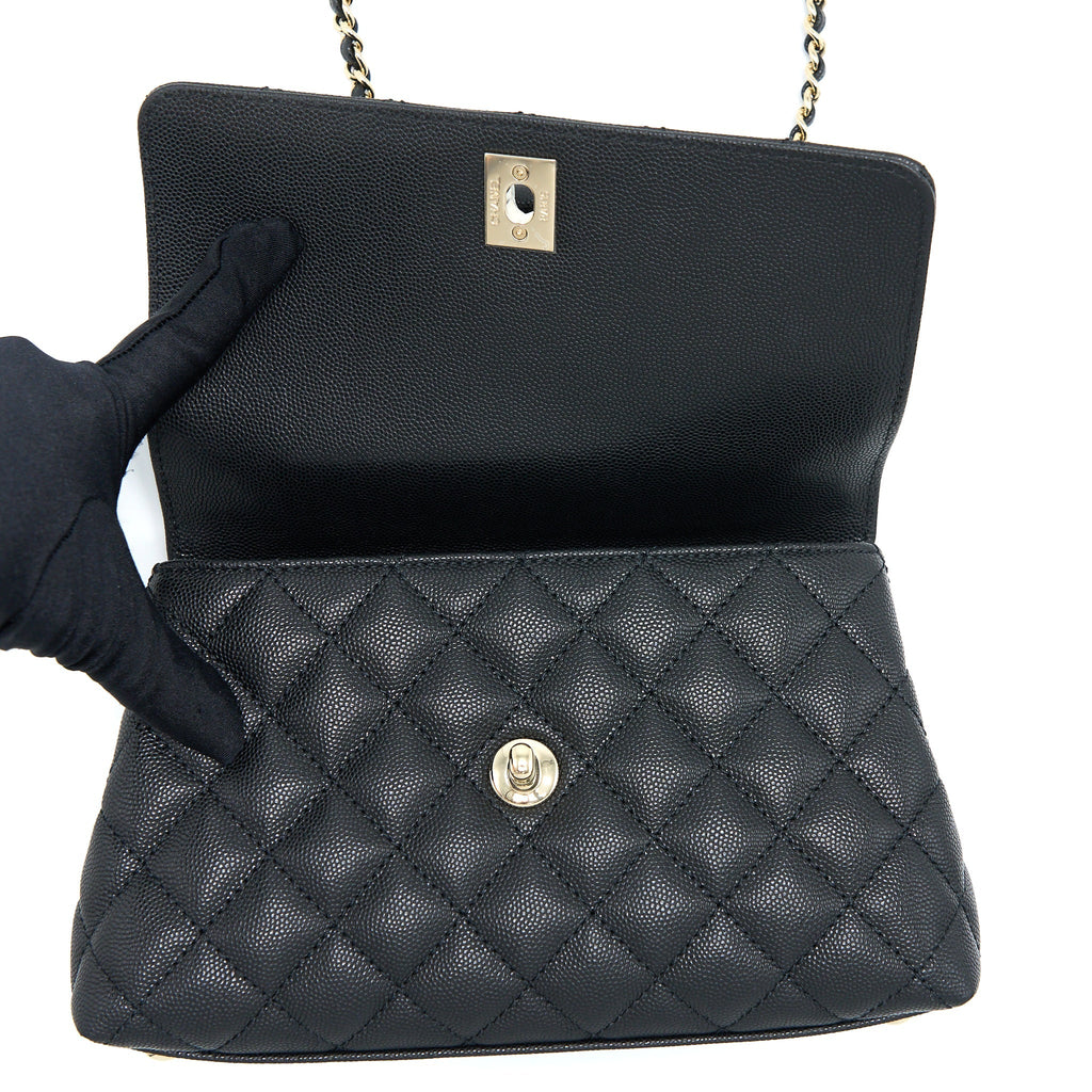 Chanel Coco Handle Caviar Black L(Microchip)