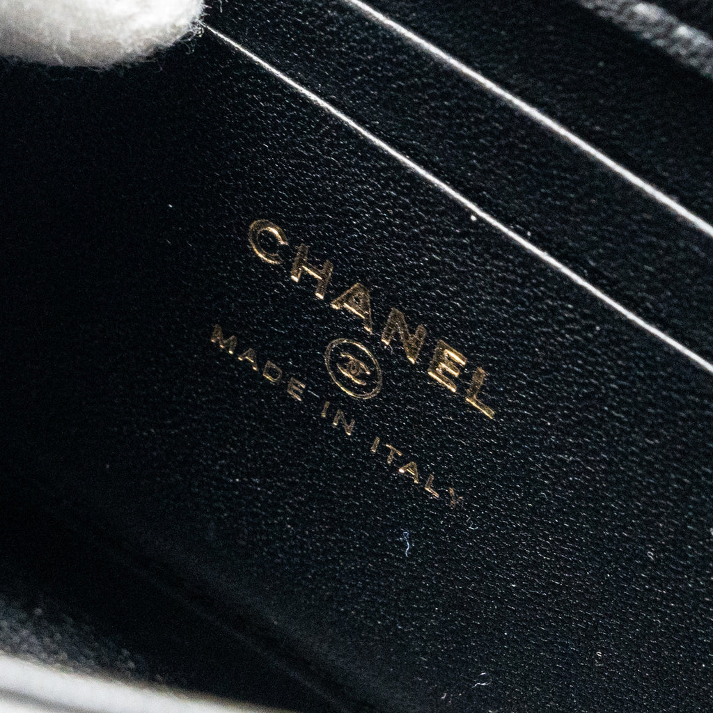 Chanel 22B Enamel Top handle Mini Flap Bag Lambskin Black  (Microchip)