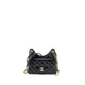 Chanel 23C Small Hobo Bag Shiny Calfskin Black Brushed  (Microchip)