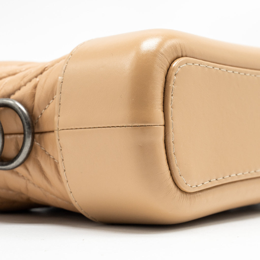 Chanel Small Chevron Gabrielle Hobo Bag calfskin beige multicolour hardware