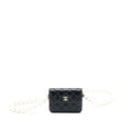 Chanel Mini Flap Bag with Giant Pearl Chain Lambskin Black L