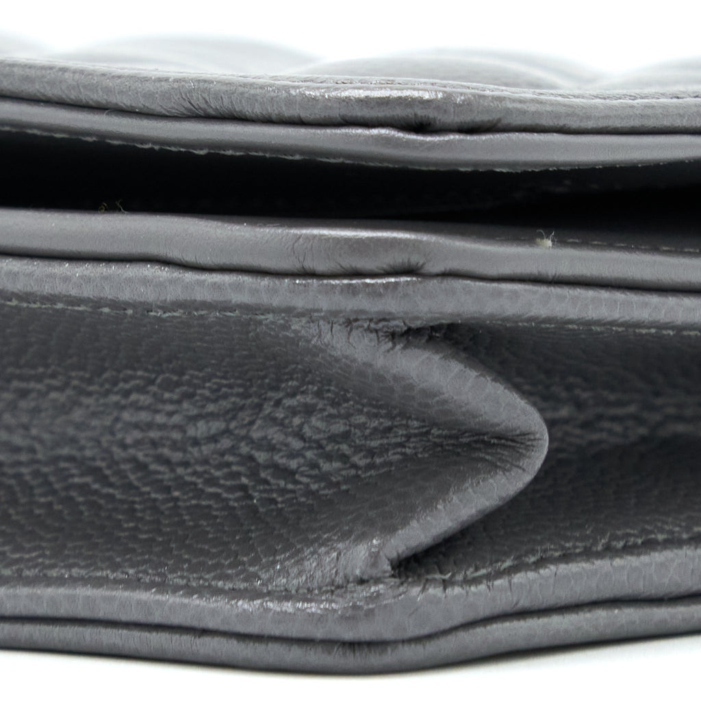 Chanel 22A Boy Wallet On Chain Grained Calfskin Dark Grey Brushed  (Microchip)