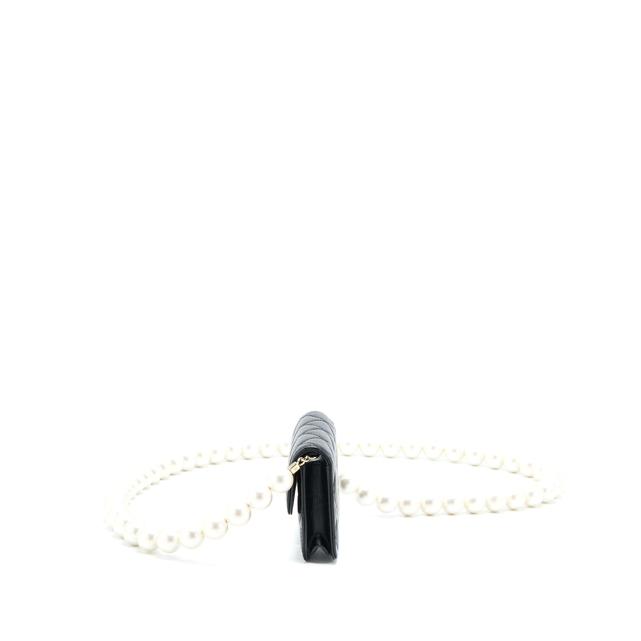 Chanel Mini Flap Bag with Giant Pearl Chain Lambskin Black L