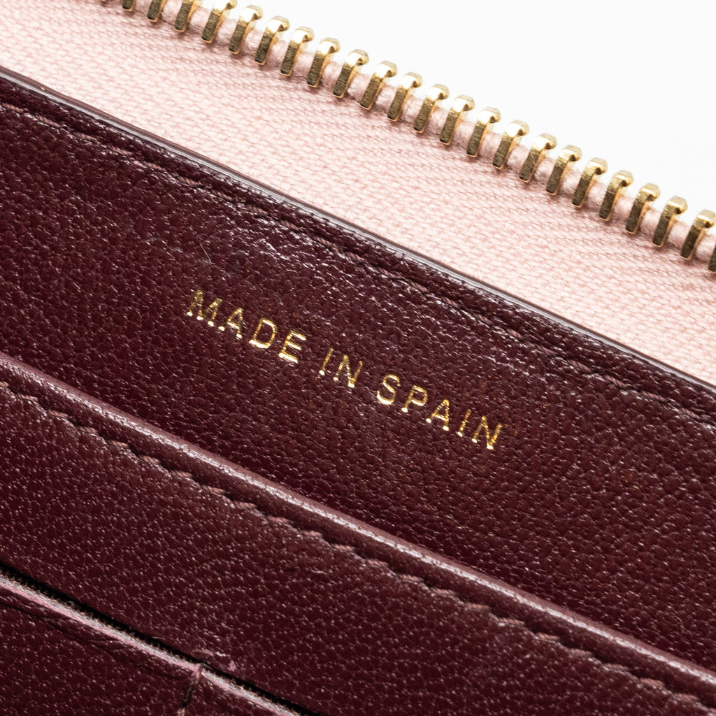 Chanel zip long wallet goatskin leather light pink