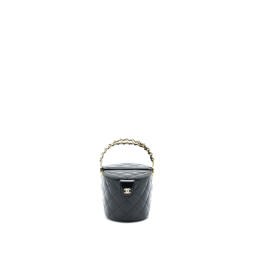 Chanel 23C Flap Bucket Bag Lambskin Black  (Microchip)