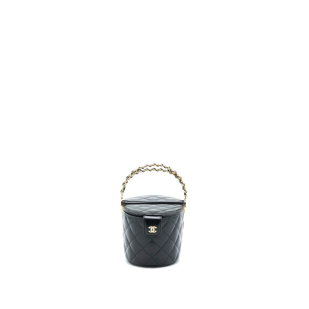 Chanel 23C Flap Bucket Bag Lambskin Black  (Microchip)