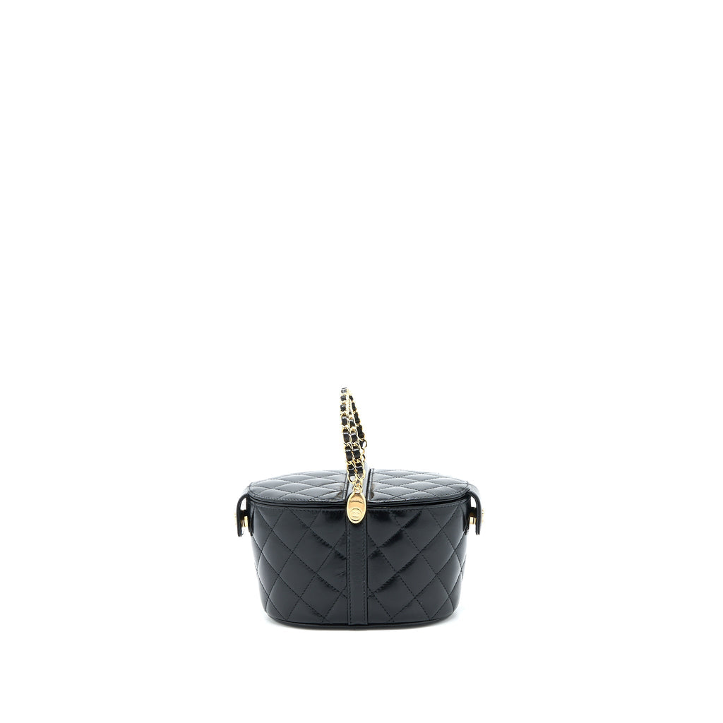 Chanel 23C Flap Bucket Bag Lambskin Black  (Microchip)