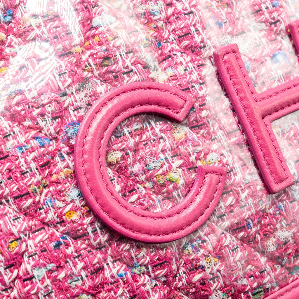 Chanel 19S Logo Pouch Tweed/PVC Pink