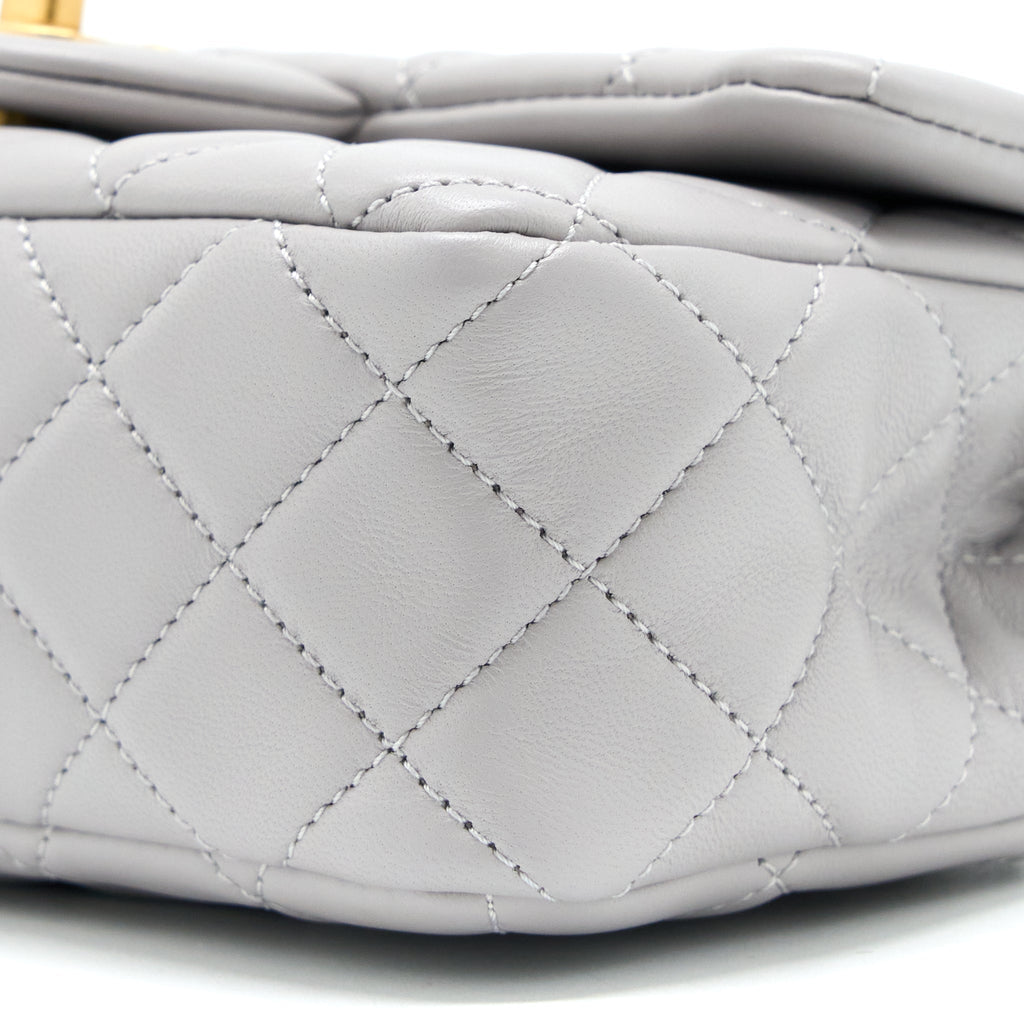 Chanel 22B Pearl Crush Mini Rectangular Flap Bag Lambskin Light Grey (Microchip)
