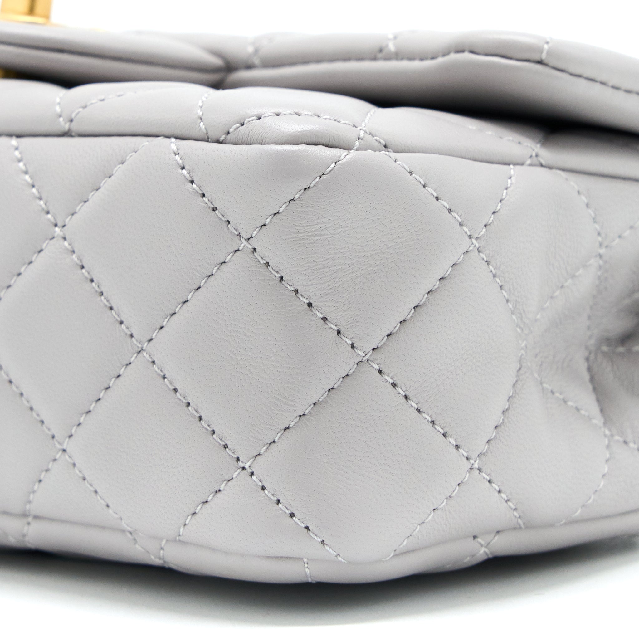 Chanel 22B Pearl Crush Mini Rectangular Flap Bag Lambskin Light Grey (Microchip)