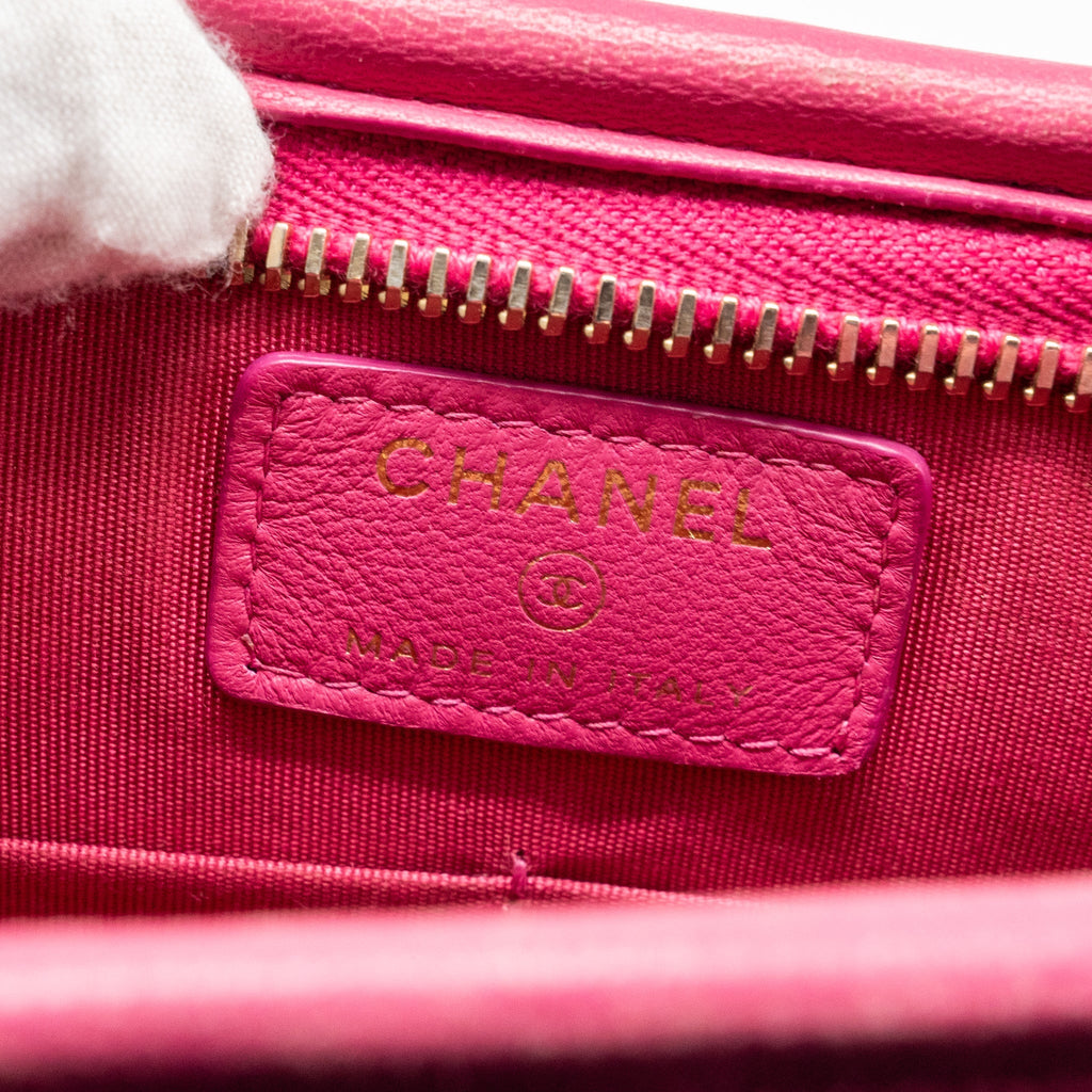 Chanel 19S Logo Pouch Tweed/PVC Pink