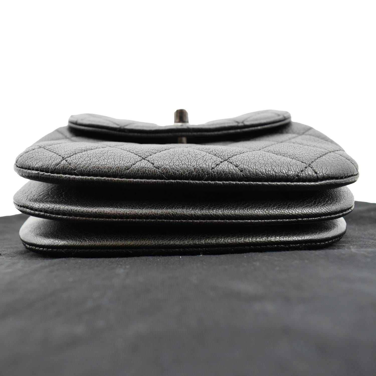 CHANEL CC Waiter Flap Goatskin Leather Crossbody Bag Black