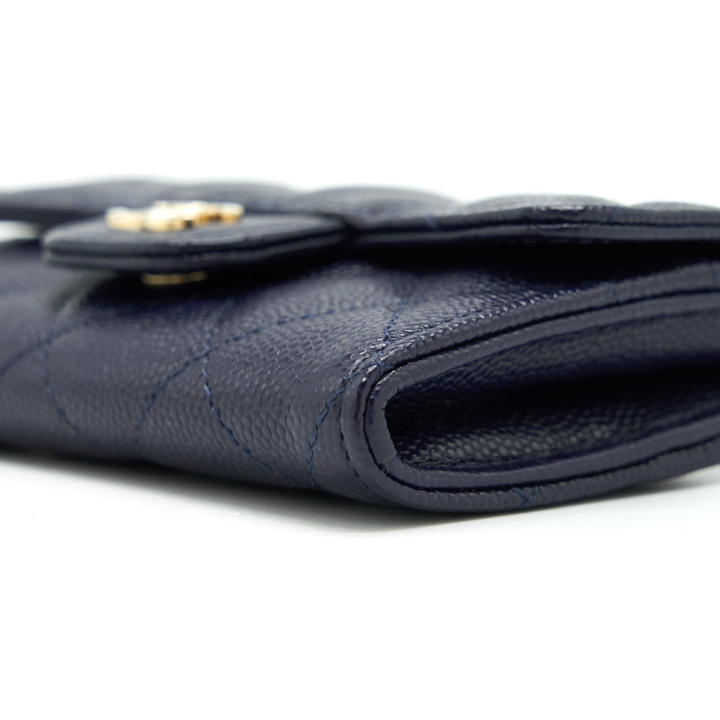 Chanel Classic Flap Card holder Caviar Navy L