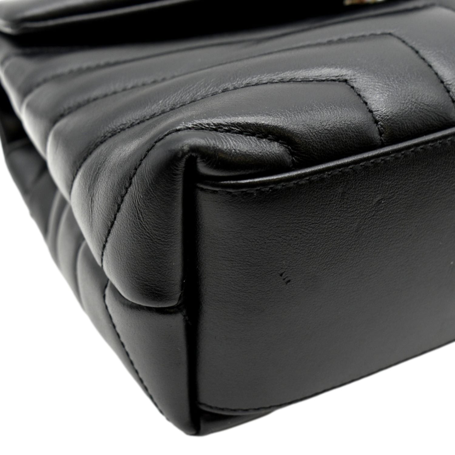 YVES SAINT LAURENT Loulou Small Matelasse Leather Chain Shoulder Bag Black
