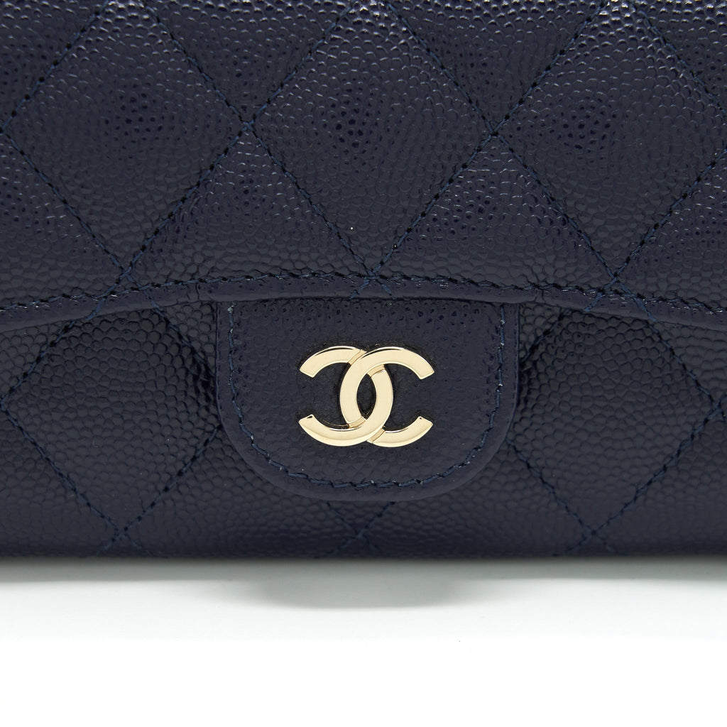 Chanel Classic Flap Card holder Caviar Navy L