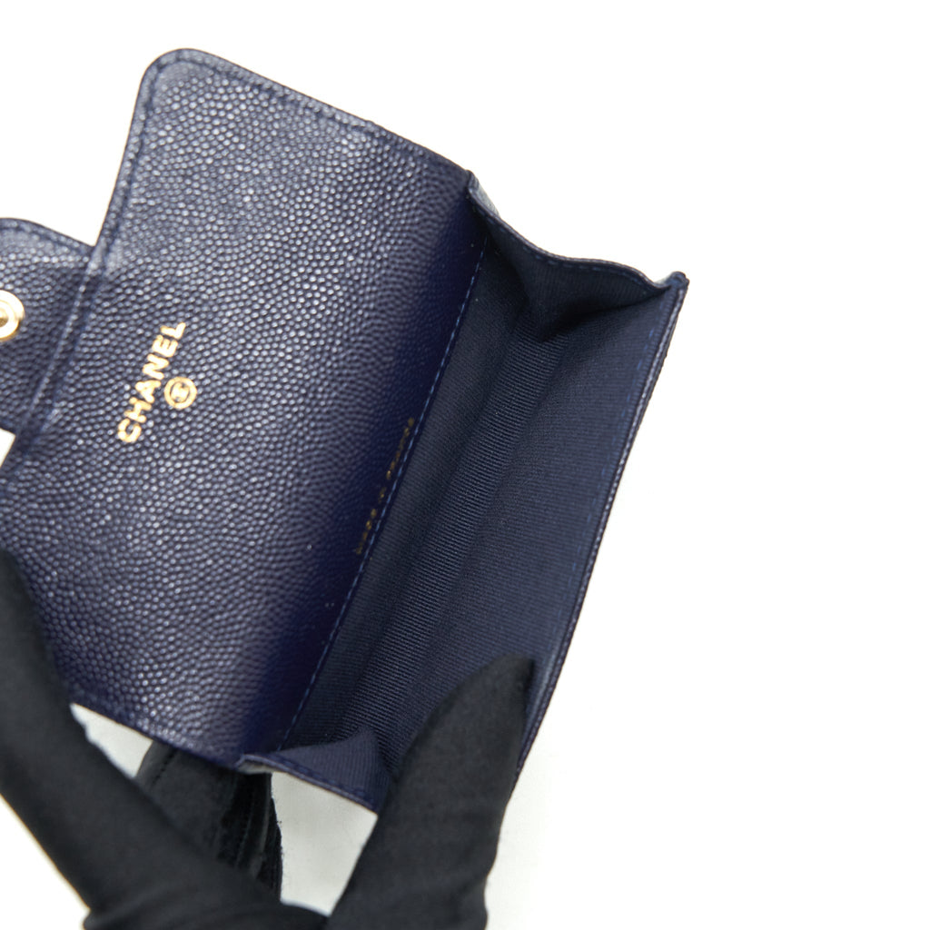 Chanel Classic Flap Card holder Caviar Navy L
