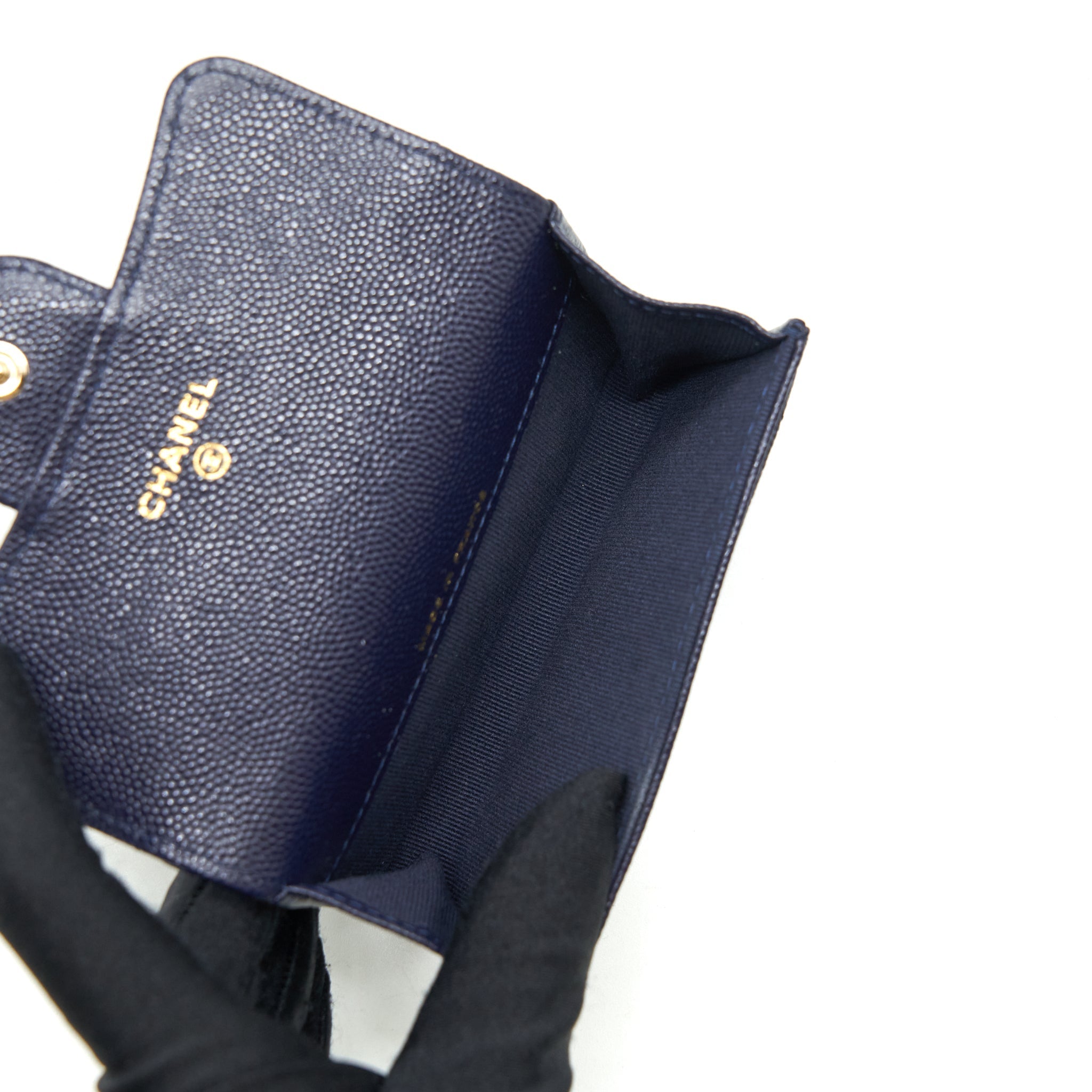 Chanel Classic Flap Card holder Caviar Navy L