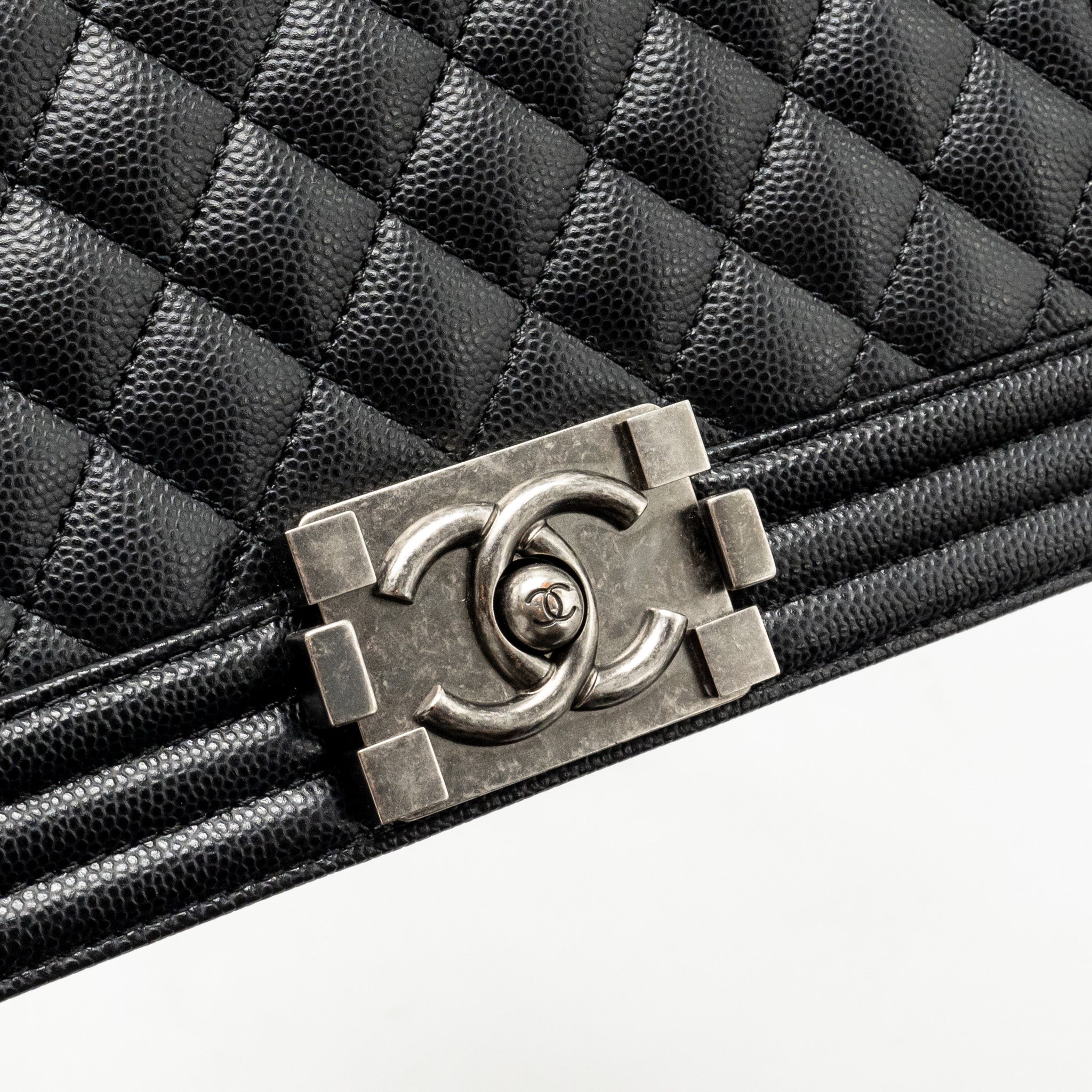 Chanel Medium Boy Bag Caviar Black  (Microchip)