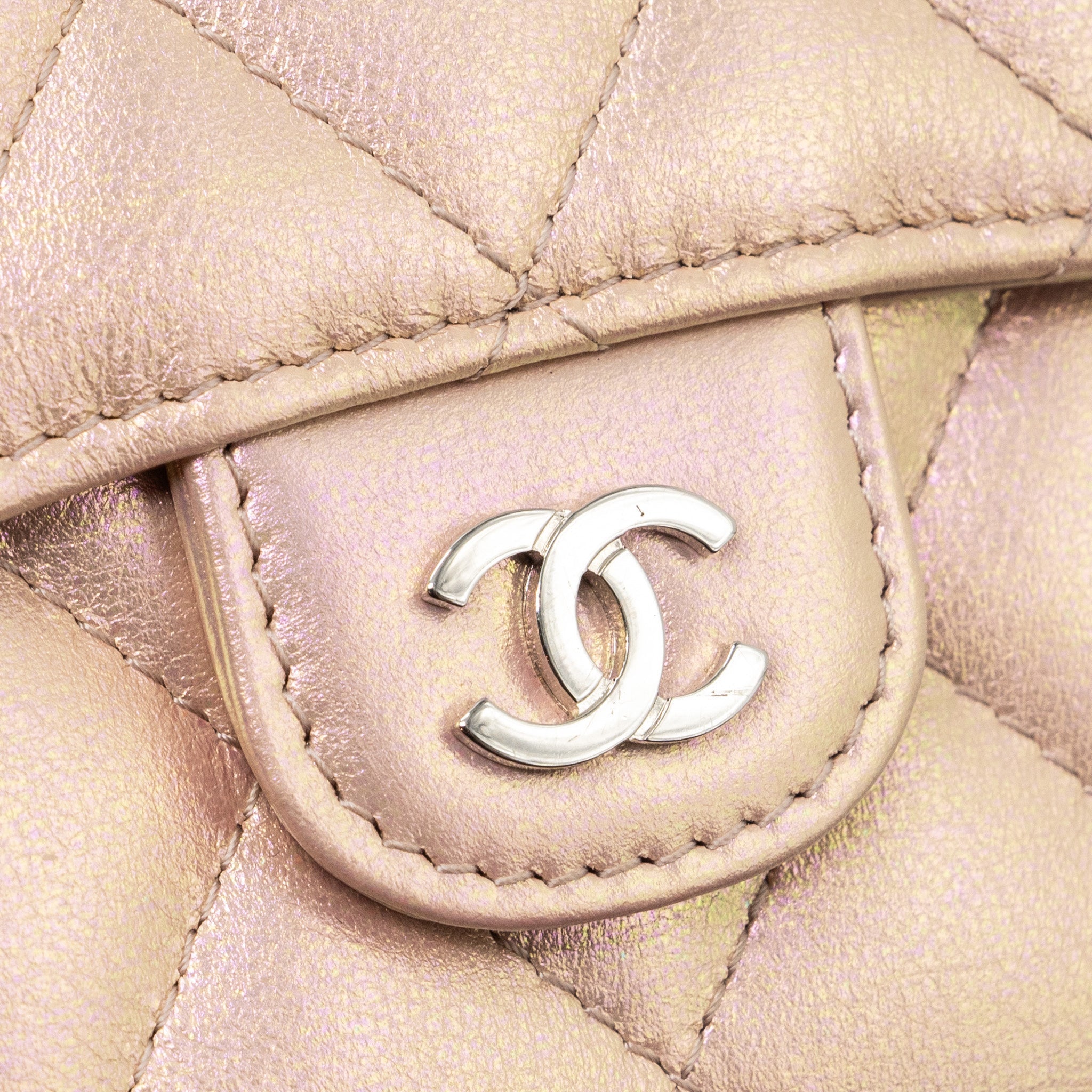 Chanel Classic Small Compact Wallet Calfskin Iridescent Pink