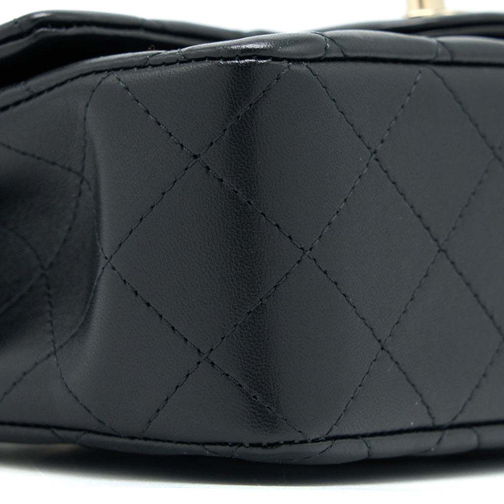 Chanel Top Handle Mini Rectangular Flap Bag Lambskin Black L (Microchip)