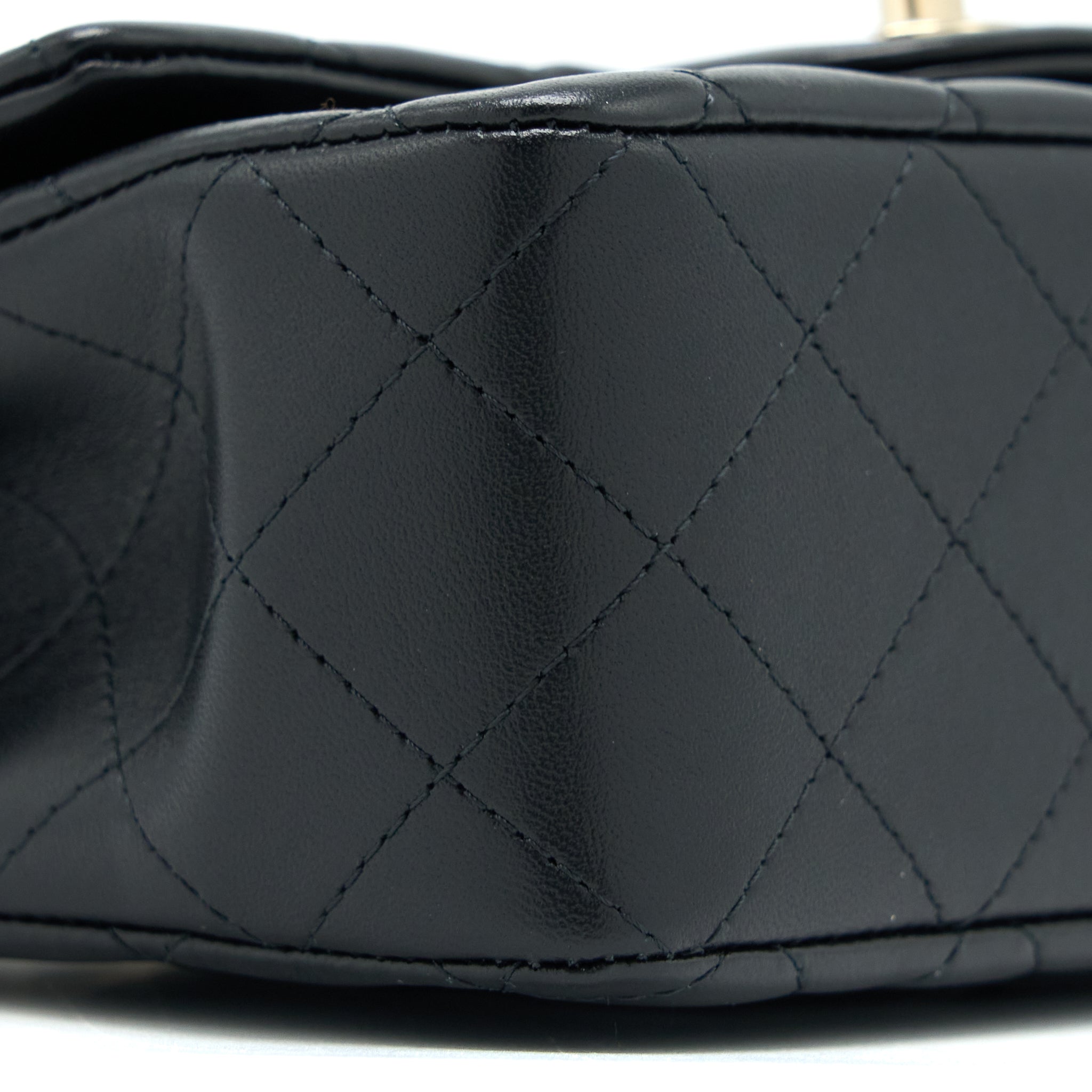 Chanel Top Handle Mini Rectangular Flap Bag Lambskin Black L (Microchip)